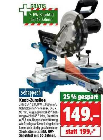 BHG Handelszentren Kapp-zugsäge Scheppach Angebot