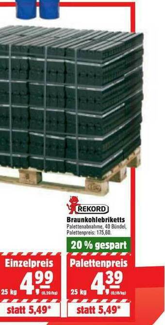 BHG Handelszentren Rekord Braunkohlebriketts Angebot