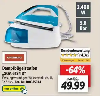 Lidl Grundig dampfbügelstation „sga 6124 d“ Angebot