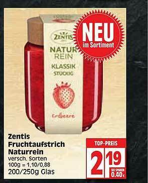 Edeka Zentis Fruchtaufstrich Naturrein Angebot