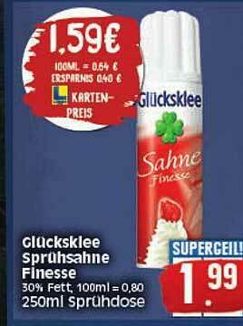 Elli Markt Glücksklee Sprühsahne Finesse Angebot