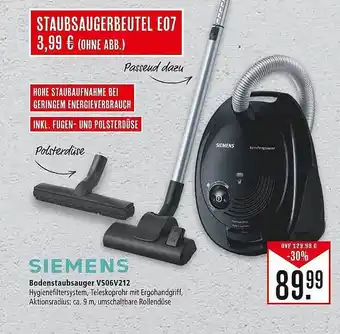 Marktkauf Siemens bodenstaubsauger vs06v212 Angebot