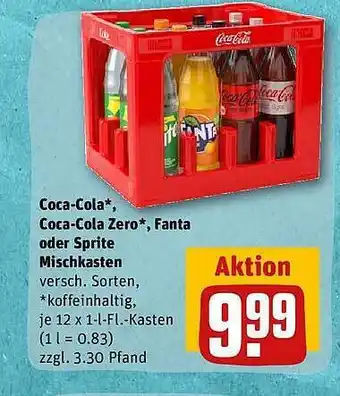 REWE Coca-cola, zero, fanta, sprite mischkasten Angebot