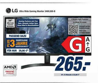 Expert Bening Lg Ultra Wide Gaming Monitor 34wl500-b Angebot