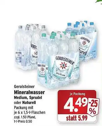 Wasgau Gerolsteiner mineralwasser medium, sprudel oder naturell Angebot