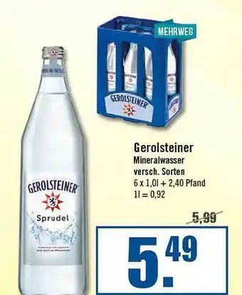 Zisch Gerolsteiner mineralwasser Angebot