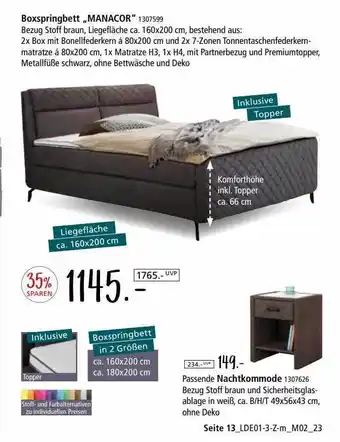 Zurbrüggen Boxspringbett „manacor” Angebot