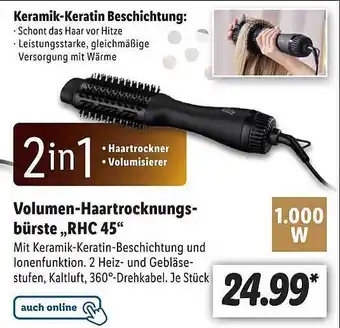 Lidl Volumen-haartrocknungsbürste „rhc 45“ Angebot