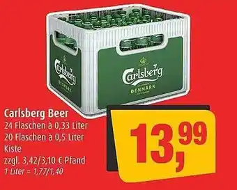 Markant Carlsberg beer Angebot