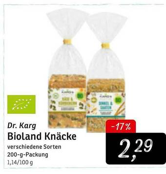 KONSUM Dr. Karg Bioland Knäcke Angebot