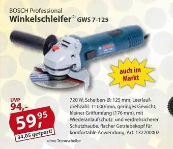 Sonderpreis Baumarkt Boschh professional winkelschleifer gws 7-125 Angebot