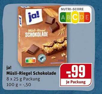 REWE Ja! Müsli Riegel Schokolade Angebot