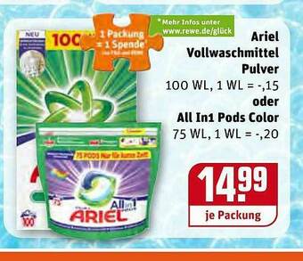 REWE Ariel Vollwaschnittel Oder All In Pods Color Angebot