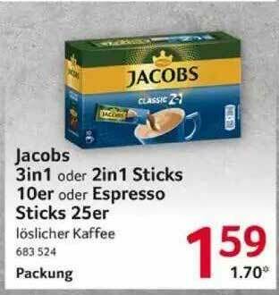 Selgros Jacobs 3in1 Oder 2in1 Sticks 10er Oder Espresso Sticks 25er Angebot