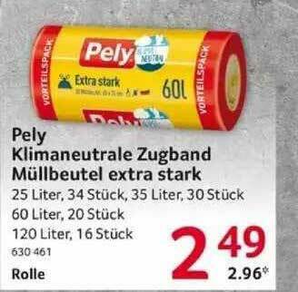 Selgros Pely Klimaneutrale Zugband Müllbeutel Extra Stark Angebot