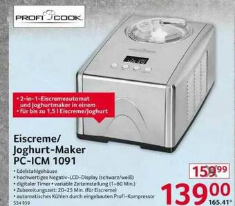 Selgros Eiscreme Joghurt-maker Pc-icm 10191 Angebot