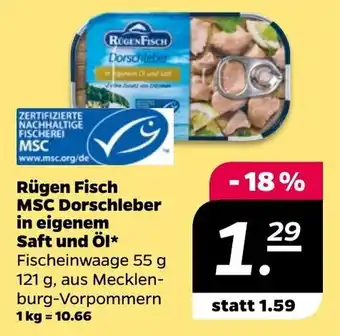 NETTO Rugen Fisch MSC Dorschleber 121g Angebot
