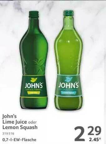 Selgros John's Lime Juice Oder Lemon Squash Angebot