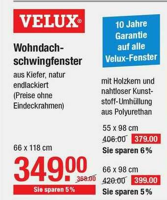 V Baumarkt Velux Wohndach- Schwingfenster Angebot