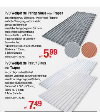 V Baumarkt Pvc Wellplatte Paltop Sinus Oder Trapez Pvc Wellplatte Palruf Sinus Oder Trapez Angebot