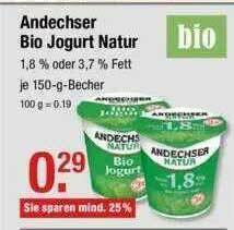 V Markt Andechser Natur Bio Joghurt Natur Angebot