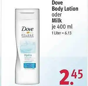 Rossmann Dove Body Lotion oder Milk Angebot