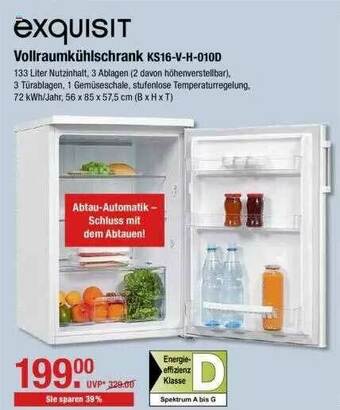 V Markt Exquisit Vollraumkühlschrank Ks16-v-h-010d Angebot