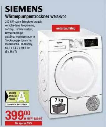 V Markt Siemens Wärmepumpentrockner Wt43hv00 Angebot