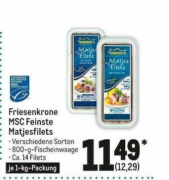 METRO Friesenkrone Msc Feinste Matjesfilets Angebot