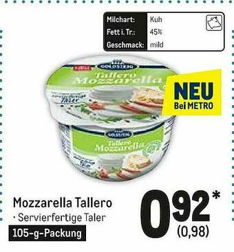 METRO Mozzarella Tallero Angebot