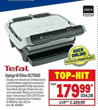 METRO Tefal Optigrill Elite Gc750d Angebot