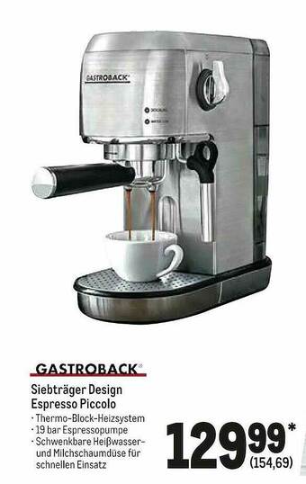 METRO Gastroback Siebträger Design Espresso Piccolo Angebot