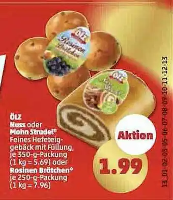 PENNY Ölz nuss oder mohn strudel oder rosinen brötchen Angebot