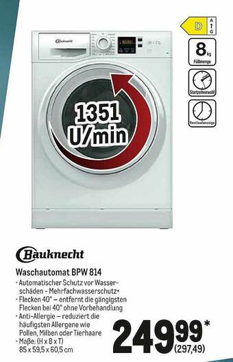 METRO Baucknecht Waschautomat BPW 814 Angebot