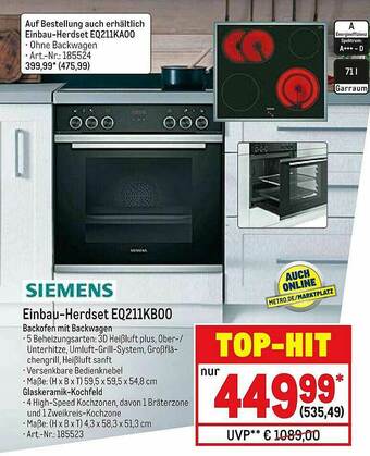 METRO Siemens Einbau-herdset Eq211kb00 Angebot