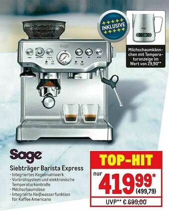 METRO Sage Siebträger Barista Express Angebot