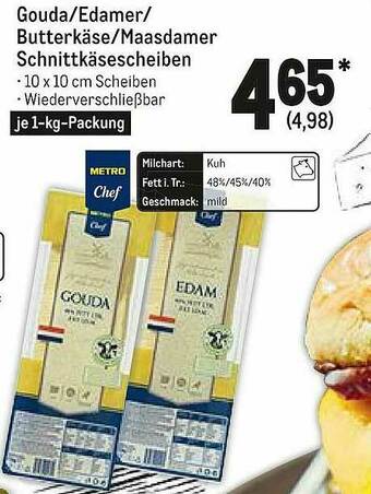 METRO Gouda Edamer Butterkäse Maasdamer Schnittkäsescheiben Angebot