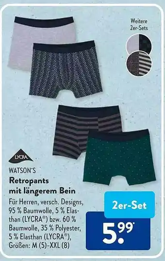 Aldi Süd Watson's retropants mit längerem bein Angebot