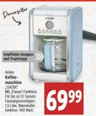 Marktkauf Ariete kaffeemaschine „1342bl“ Angebot