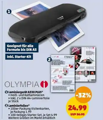 PENNY Olympia laminiergerät a330 plus oder laminierfolien Angebot