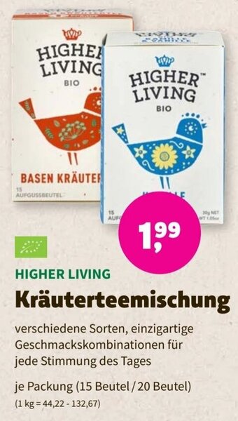 Biomarkt Higher Living Kräuterteemischung Angebot