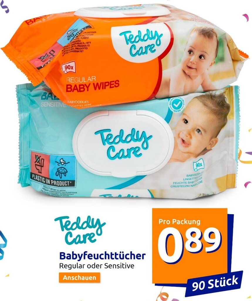 Teddy Care Babyfeuchttücher 90 Stück Angebot bei Action