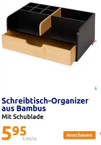 Action Schreibtisch Organizer aus Bambus mit Schublade Angebot