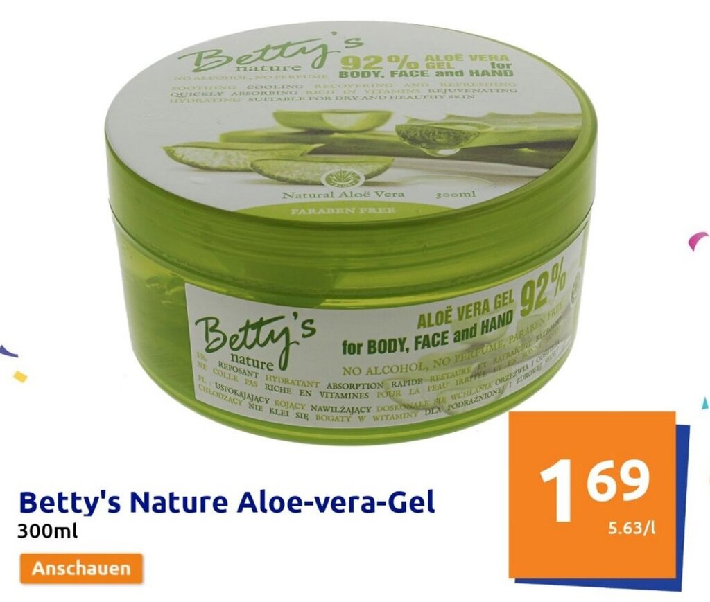 Betty's Nature Aloe-vera Gel 300 ml Angebot bei Action