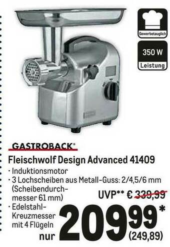 METRO Fleischwolf Design Advanced 41409 Gastroback Angebot