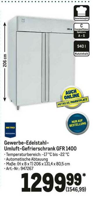 METRO Gewerbe-edelstahl-umluft-gefrierschrank Gfr 1400 Angebot