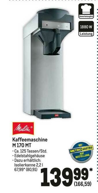 METRO Kaffeemaschine M 170 Mt Melitta Angebot