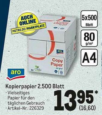 METRO Kopierpapier 2.500 Blatt Aro Angebot