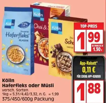 Edeka Kölln Haferfleks oder Müsli 375/450/600g Packung Angebot