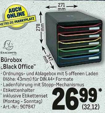 METRO Bürobox „black Office” Exacompta Angebot